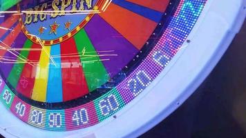 A pinwheel at an entertainment place where people try their luck at with a spin. video