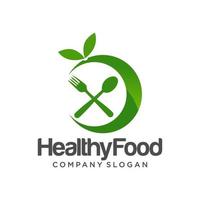 healthy food logo template vector