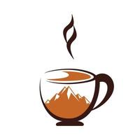 Mountain coffee logo design vector. Coffee Mountain Logo Template Design. vector