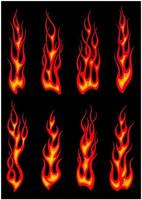 Tribal red flames icons vector