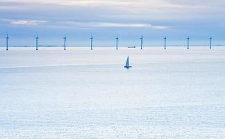 offshore wind farm at early morning photo