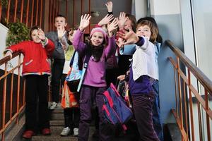 happy children group in school photo