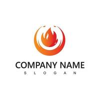 Fire Flame Logo Design Template. Creative Circle Burn Fire Logo Concept Icon vector