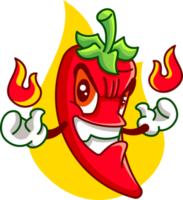 Mad face chilli cartoon character illustration png