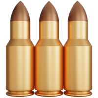 3d rendering three gun bullets isolated png