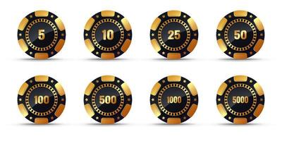 Set of stylish poker chips, vector illustration