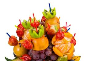 Fresh fruits on white background photo