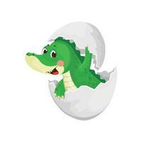 Crocodile in egg vector