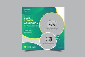 Kids school education admission social media post and web banner template vector