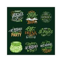 Happy St Patrick Day greeting lettering and clover vector