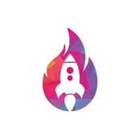 Rocket fire logo design. Fire and rocket logo combination. Flame and airplane symbol or icon. vector