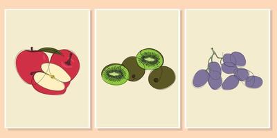 a set of wall art decoration fruits vector