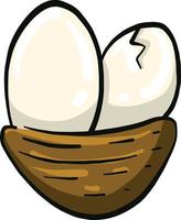 Eggs in basket, illustration, vector on a white background.