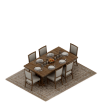 Isometric Table set Perspective 3D render png