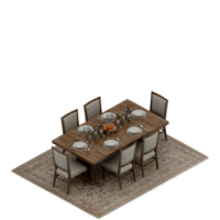 Isometric Table set Perspective 3D render png