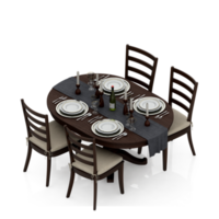 Isometric Table set Perspective 3D render png