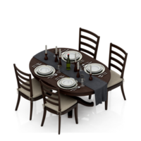 Isometric Table set Perspective 3D render png