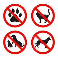 Pets prohibited signs set vector