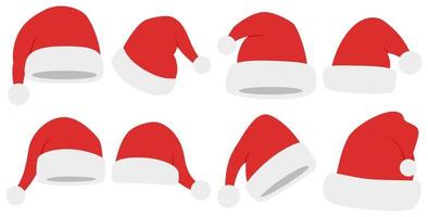 Set of Santa Claus hat isolated on white background vector