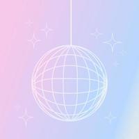 Retrowave disco ball on a bright background. Nostalgia for the 90s - 2000s. Y2k style. Stylish flat line vector illustration