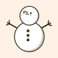 illustration of snowman cute kawaii style vector