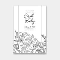 Peony flower elegant wedding invitation vector