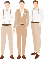 beautiful casual groom and groomsman cartoon flat sytle png