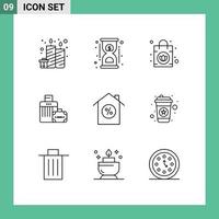 9 Creative Icons Modern Signs and Symbols of property house handbag hotel bag Editable Vector Design Elements