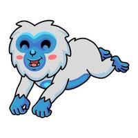 Cute little yeti cartoon jumping vector