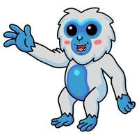 Cute little yeti cartoon waving hand vector