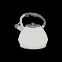 Kettle vector art. Teapot logo. Kettle with handle isolated on black background. Kettle in art style vector icon.