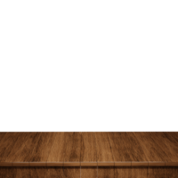 primer plano de la mesa de madera, vista frontal de la parte superior de la mesa de madera render 3d aislado png