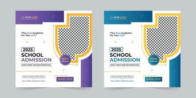 School admission digital marketing social media post, web banner promotion ads sales and discount banner vector template Design.