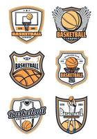 Basketball game badges and sport icons vector