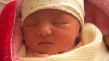 close up of Cute little newborn girl video