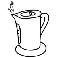 hot kettle. linear doodle vector