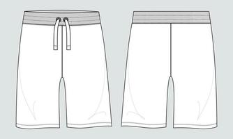 Sweat jersey Shorts pant vector fashion flat sketch template.