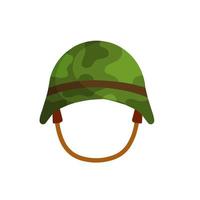 Military helmet of American soldier of World War II. Green protective cap. Ammunition and uniforms. Flat cartoon vector