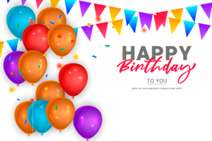 Elegant  balloon Happy Birthday celebration use for  card banner template png