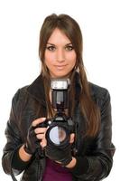 Brunette woman with the camera photo