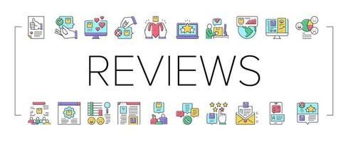 Reviews Of Customer Collection Icons Set Vector