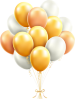 Gold and white Balloons with ribbon png