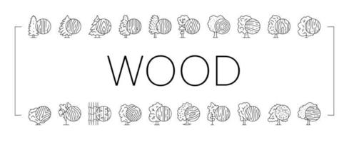 Wood Land Growth Natural Tree Icons Set Vector