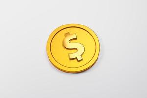 3D Single Golden Dollar Coin  isolated background photo