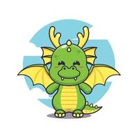 Cute dragon mascot cartoon vector illustration. Vector cartoon Illustration suitable for poster, brochure, web, mascot, sticker, logo and icon.