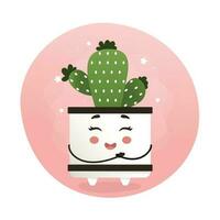 cute kawaii houseplant, kawaii cacti, a cactus in a pot, houseplant, home garden, gardening, plant lover, houseplant shop concept, greenhouse vector