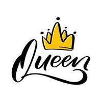 Queen Crown Logo Design with Brush Lettering Style vector