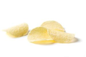 potato chip isolated on white background, fat food or junk food photo