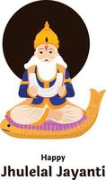 Happy Cheti Chand Jayanti Jhulelal Jayanti Lord Cheti Chand Vector Illustration