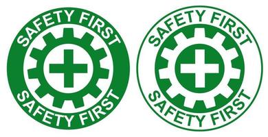 safety first logo design signage printable sign for safely at workplace factory construction banner vector